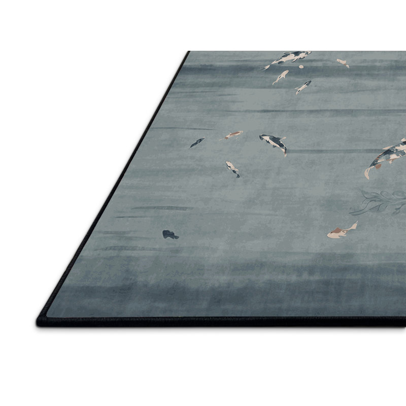 Tapis noir soyeux et moelleux, Rectangle 7 pi x 9 pi