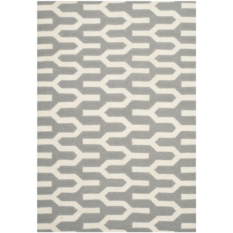 Normal Geometric Wool Hand Woven Area Rug, Rectangle 152 x 244 cm