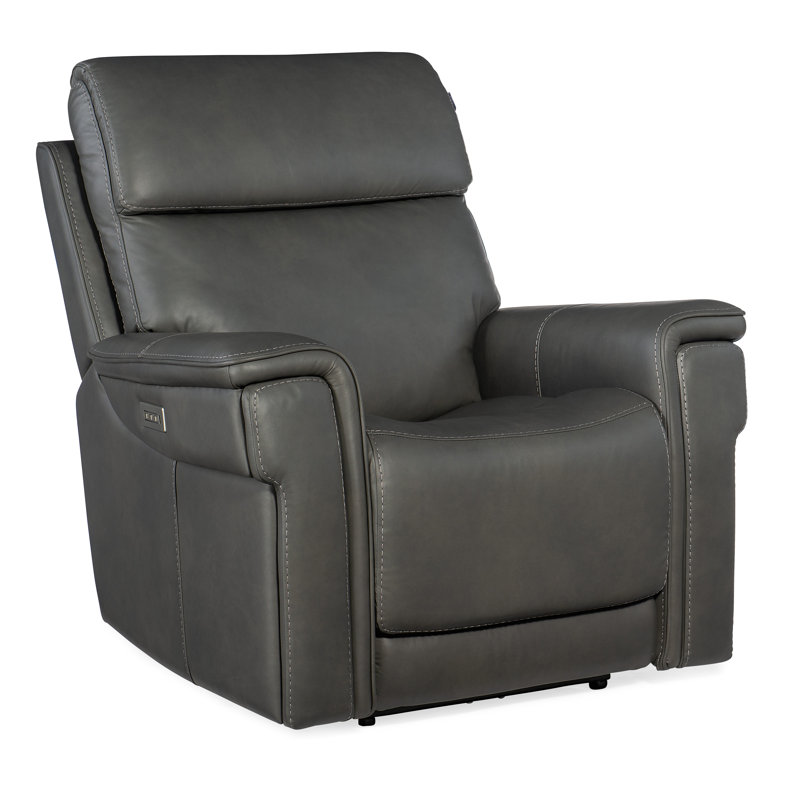 MS Recliner, Gray Genuine Leather