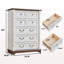 Commode 6 tiroirs style campagnard avec base en bois rustique, commode de rangement pour la chambre à coucher, le salon, belle et robuste
