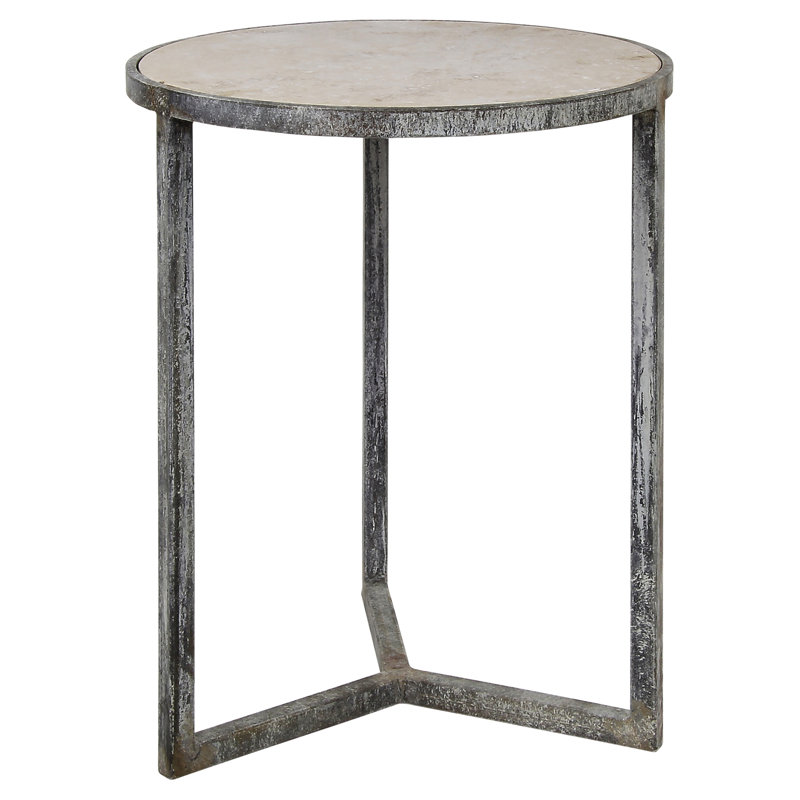 Valley Cross Legs End Table, Gray Top/Deep Ocean Base