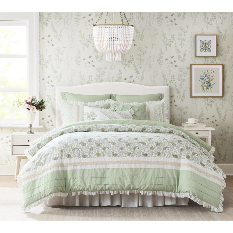 9 édredon pour grand lit, coton sauge et look attrayant