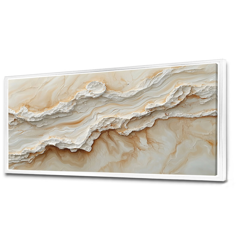 Woodmansee - Abstract Wall Art, H 28 po x l 60 po, Cadre flottant, Blanc