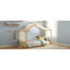 Lit simple à baldaquin avec panneaux latéraux rembourrés en velours, auvent en gaze respirant, cadre de lit plateforme à rembourrage doux, lit moderne à assemblage facile pour la chambre à coucher, chambre d'amis - naturel-132504708