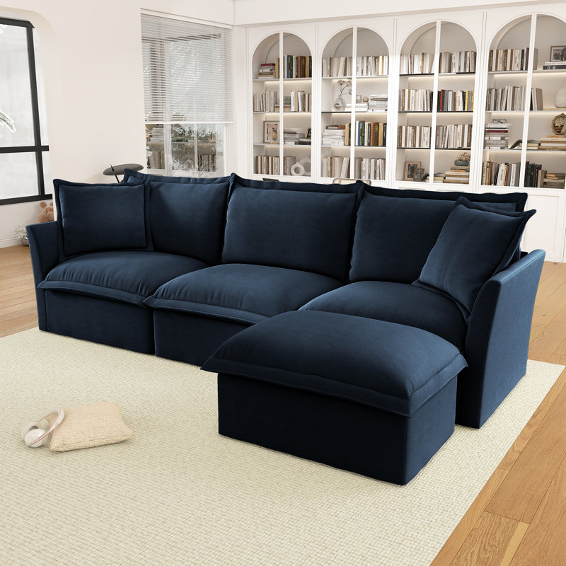 Grand canapé moderne et confortable, Chenille bleu