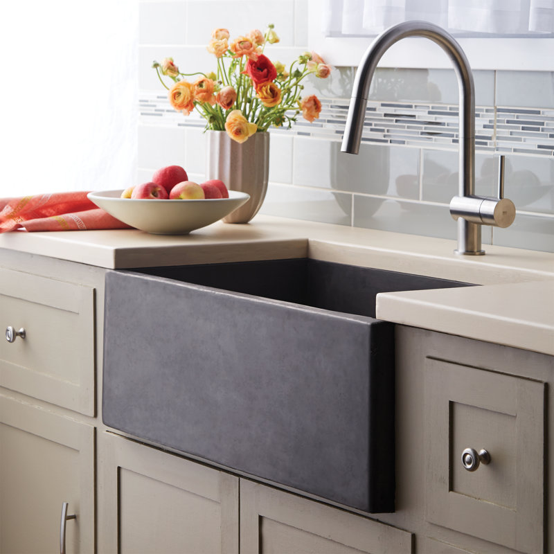 NativeStone® Concrete 30" L x 18" W Farmhouse Kitchen Sink, Slate