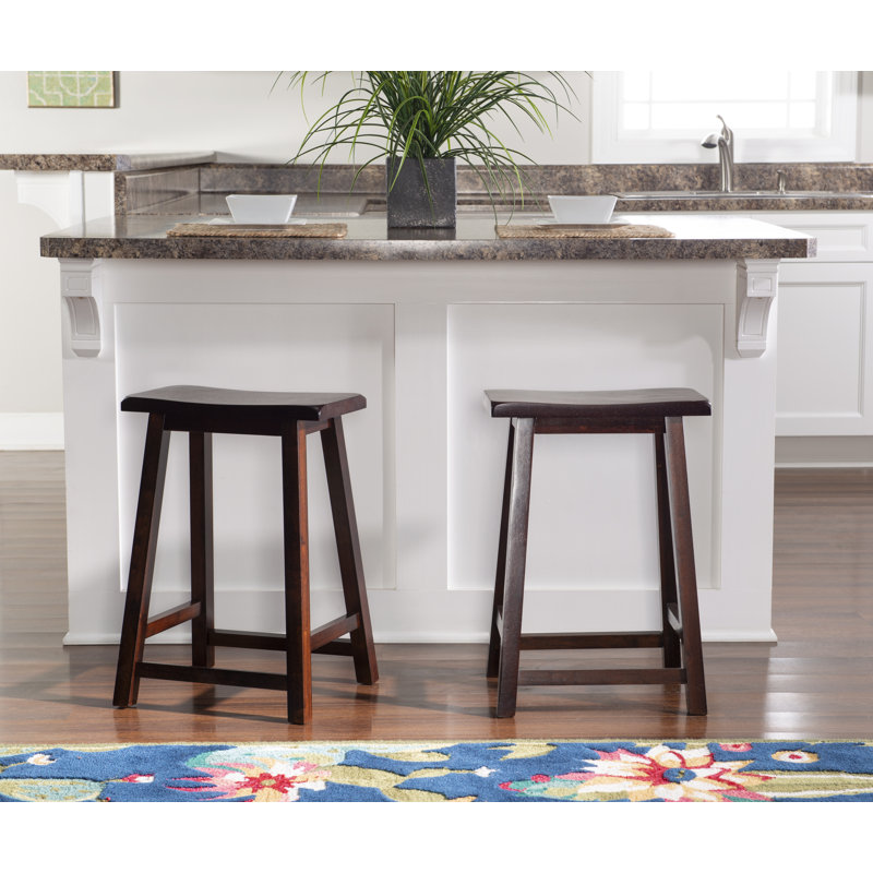 Saddle Counter Stool with Solid Wood Frame, Counter Stool (24" Seat Height)