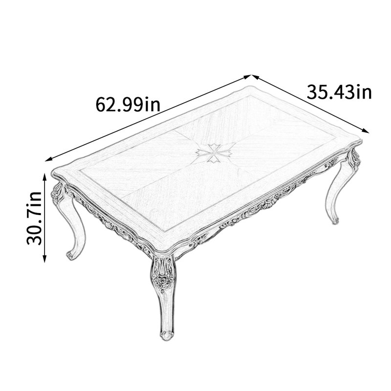 Table de salle à manger en bois d'hévéa, H 30,7 po x L 62,99 po x l 35,43 po