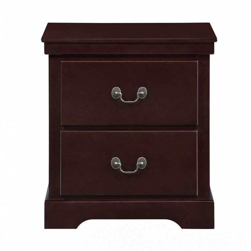Table de chevet 2 tiroirs 1pc, Cerisier