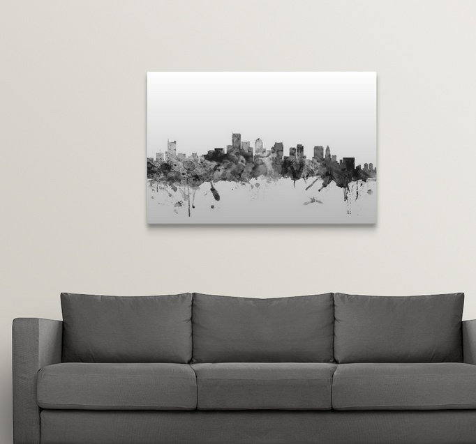 «Boston Massachusetts Skyline» par Francy, impression, H 32 po x l 48 po x P 1,5 po, Toile