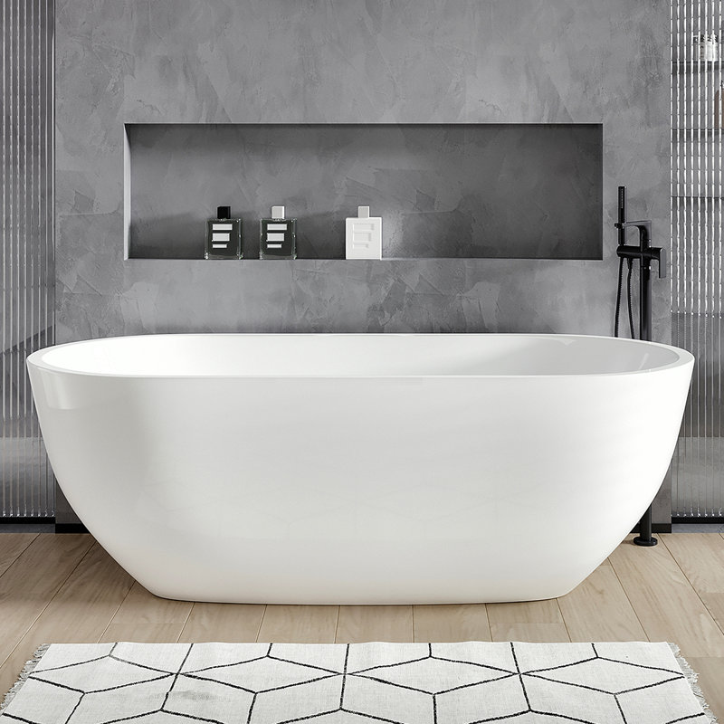 Baignoire autoportante en acrylique blanc brillant 60 po Eviva Clair