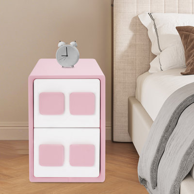 Table de bout moderne minimaliste, table de chevet pour chambre à coucher avec 2 tiroirs (15,75 po x 11,81 po x 19,69 po)