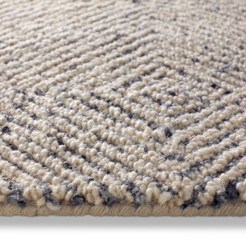 Tapis tribal blanc et gris foncé fabriqué à la main Museum Ifa par Exposition, Rectangle 9 pi x 12 pi