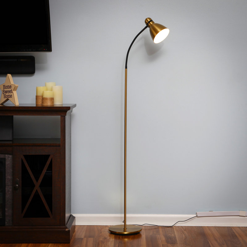 Avery 63" Oil-Rubbed Brass LED Arc Floor Lamp for Nursery & Kids