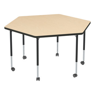 Structure Series Adjustable Height Mobile Hexagon Activity Table with Casters