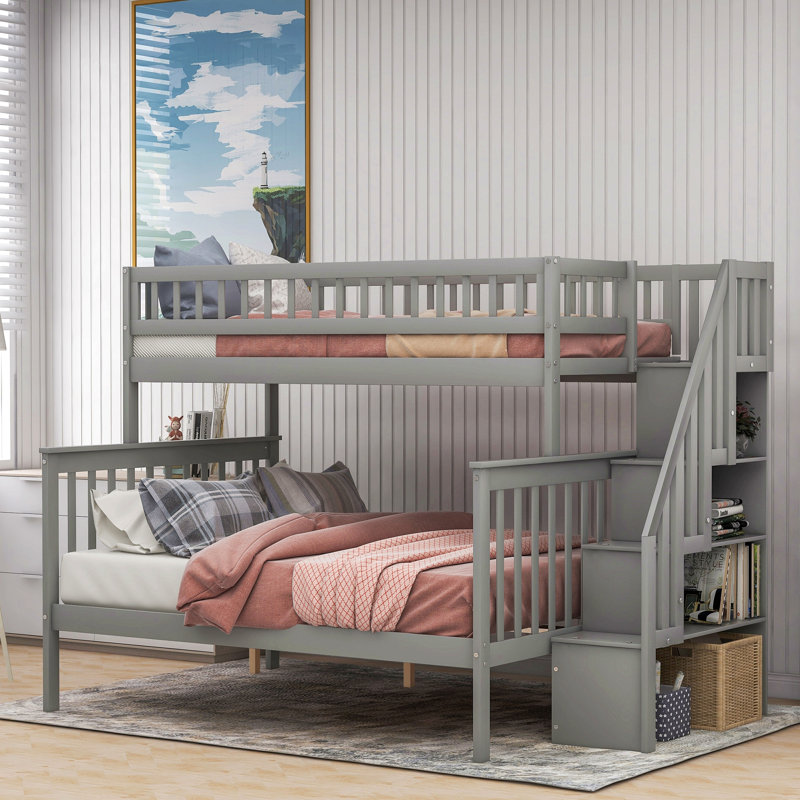 Lit superposé avec rangement Stairway, Gris