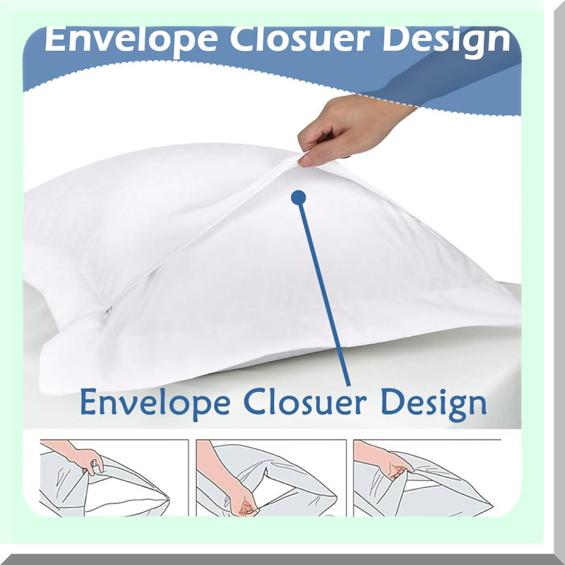 EuroFlange Cotton Pillow Shams - White Solid 800-TC Decorative Cases 24x24 Inch - Soft Breathable Durable Comfy - Envelope Closure - Silky Smooth