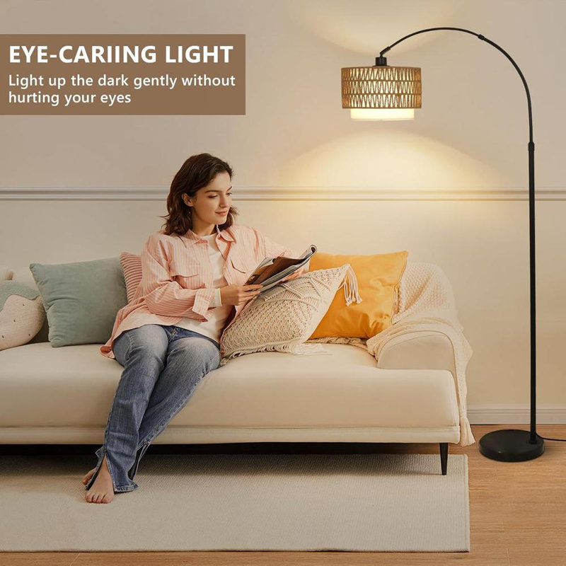 Arc Floor Lamp with Remote, Black