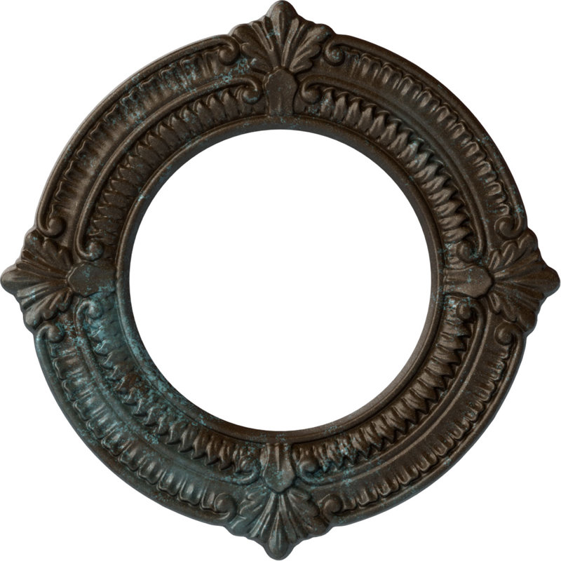 Endurathane Benson Ceiling Medallion, 11 1/8"OD x 6 1/8"ID x 5/8"P (Fits Canopies up to 6 1/8"), Hand-Painted Bronze Blue Patina Finish
