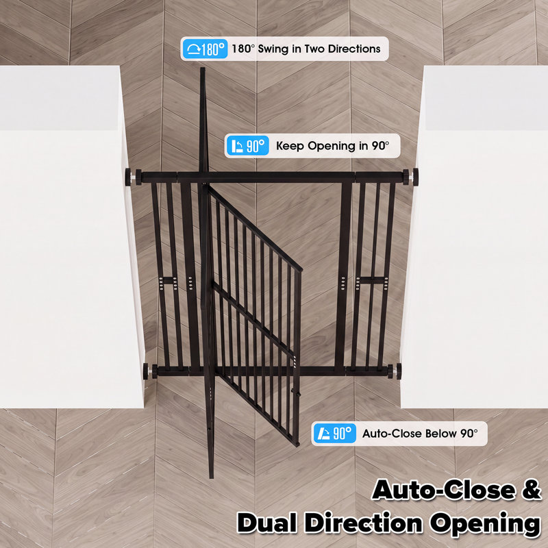 180 cm Extra Tall Pet Gate, Adjustable 70-107cm Safety Gate for Cats & Dogs, No-Drill Wide Gate with One-Hand Operation,Black