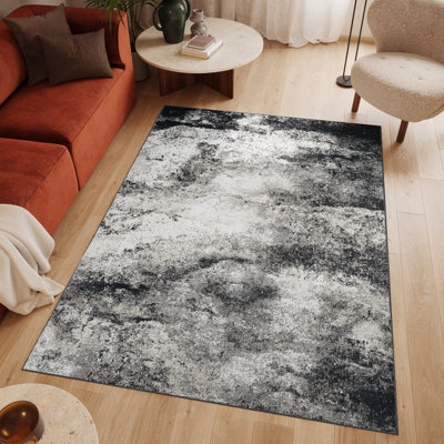 Machine Washable Henry Gray/Black Rug