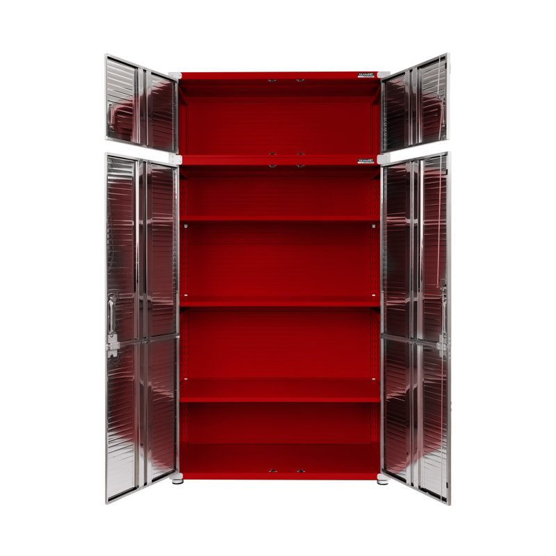 Seville Classics UltraHD 2 Piece Stainless Steel Storage System, 48" W x 24" D x 90.5" H, Red