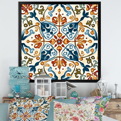 Mediterranean Tiles In Retro Blue III - Abstract Tile Large Wall Art