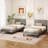 Twin Size Bed Frame with Linen Fabric Upholstered Headboard & Wooden Slat Support-434487956