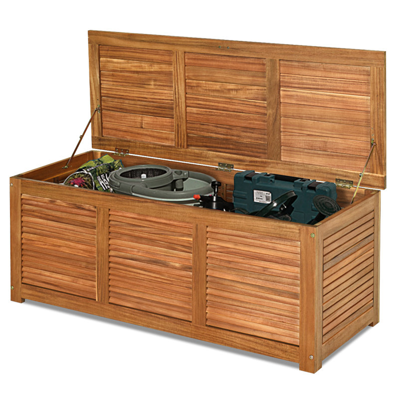 Boîte de rangement en bois d'acacia 47 gallons