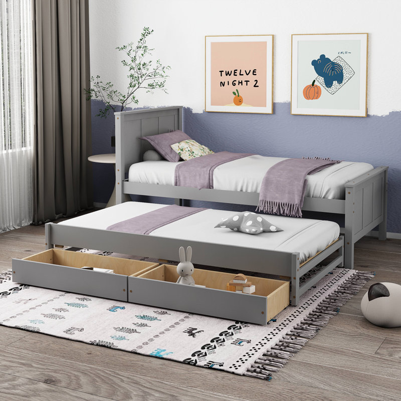 Lit simple avec rangement, Gris