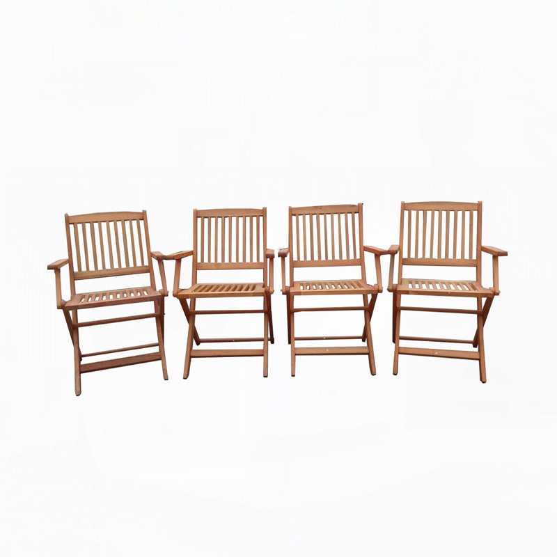 Ensemble de salle à manger de patio pliable, 4 chaises pliantes, usage intérieur et extérieur, teck