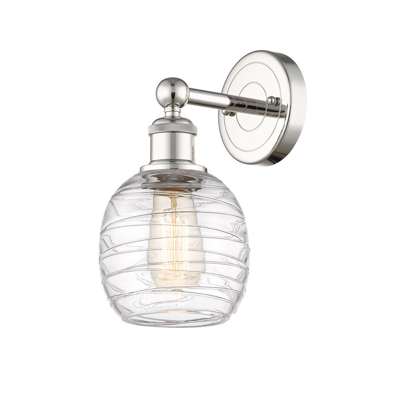 Cheraw Armed Sconce, Deco Swirl, Polished Nickel