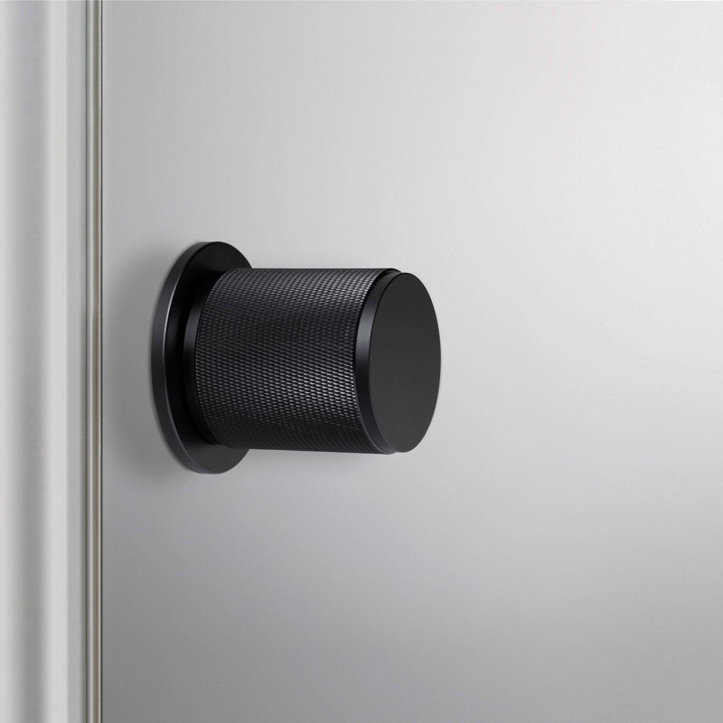 Cylindrical Knob with Round Rosette, Black