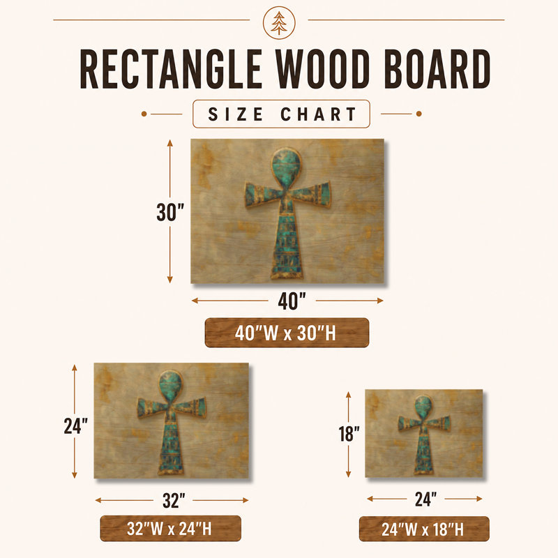 Ankh de la vie éternelle - Décoration murale bohème en bois, H 30 po x l 40 po, Rectangulaire