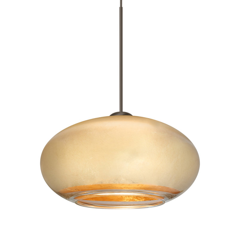 Luminaire suspendu sphère 1 lumière Birkdale, Bronze brossé, Feuille dorée