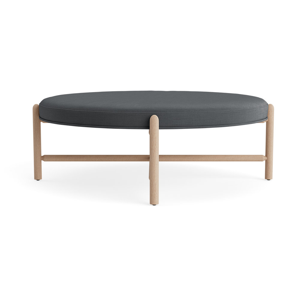 Vane 48" Upholstered Ottoman, Charcoal, Oak