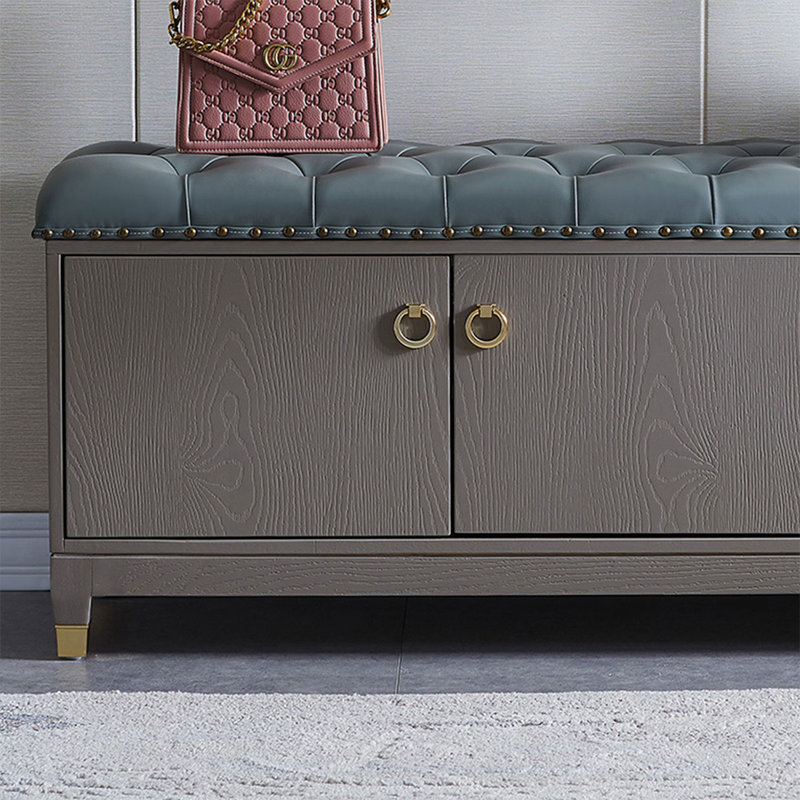 Banc rembourré bleu, H 18,9 po x l 39,37 po x P 13,78 po