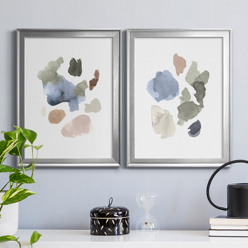 Fresh Start I - ensemble de 2 peintures sur toile encadrées, H 24,5 po x l 37 po x P 1 po, Argent
