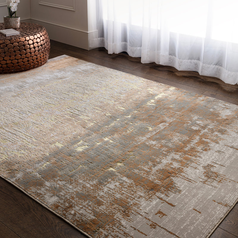 Aurora AU01 Dune Metallic Bronze Area Rug, Rectangle 160 x 230cm