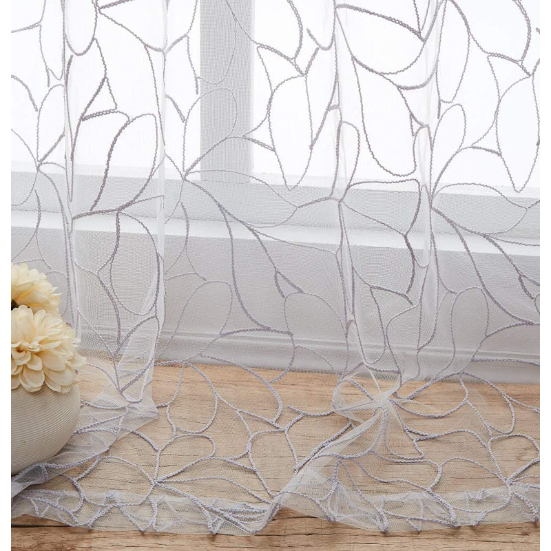 Wander Sheer Double Curtain Panel Pair, Silver, 30" W x 45" L