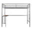 Lit superposé simple au-dessus d'un lit double en métal avec bureau, échelle et lattes de qualité pour la chambre à coucher, argent métallique