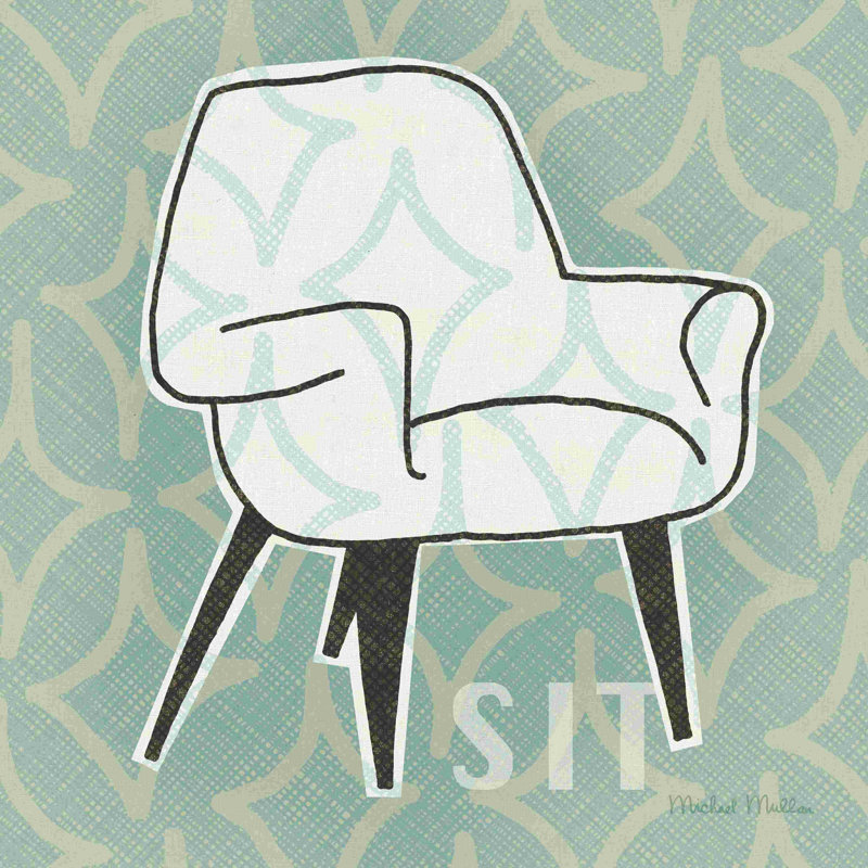 Chaise rétro «I Sit» bleu / noir, H 20 po x l 20 po