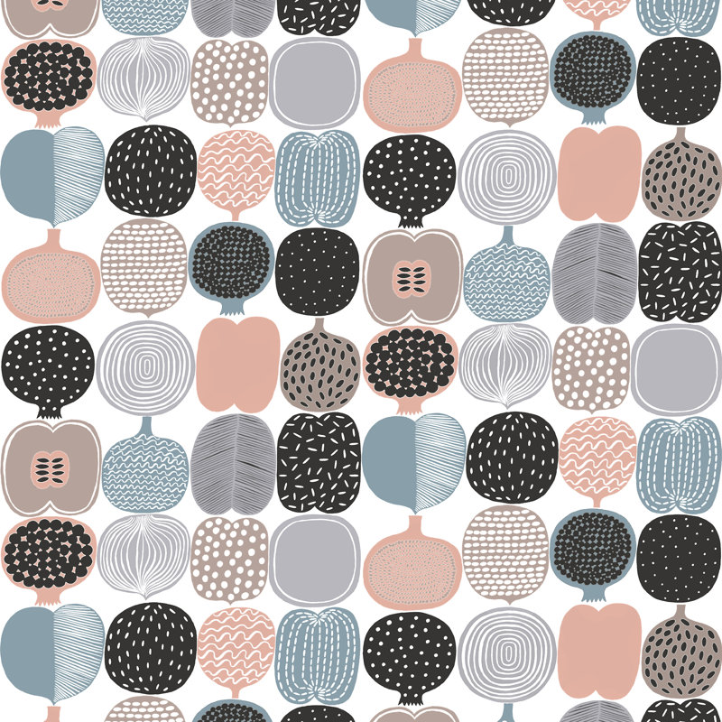 Kompotti 18' L x 20.8" W Peel and Stick Wallpaper Roll, Pink/Blue/Gray/Black