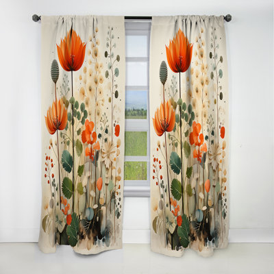 Capra - Botanicals Curtain - Blackout Abstract Curtain - 1 Panels