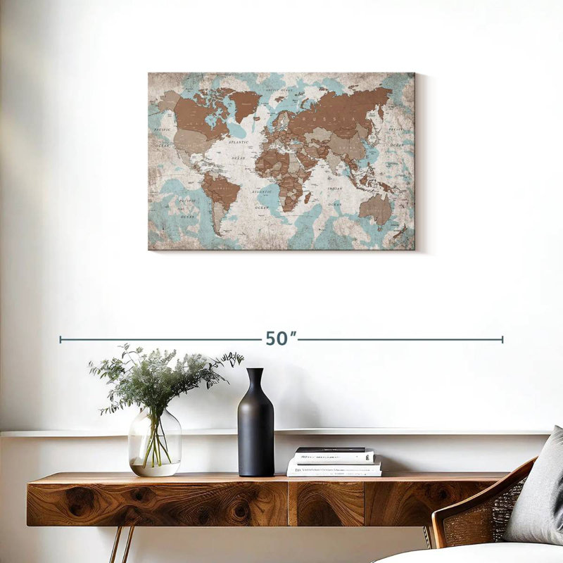 Keiri Geographic World Map VI, 20" H x 30" W