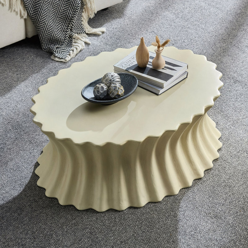 35,04 po Table basse ovale vintage en fibre de verre robuste pour salon