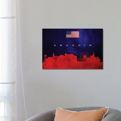 Anaheim California Skyline 1 Piece Wrapped Canvas Wall Art