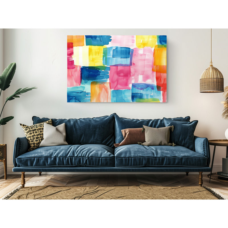 Impression sur toile de formes abstraites colorées, décoration murale moderne pour la maison et le bureau, H 16 po x l 24 po