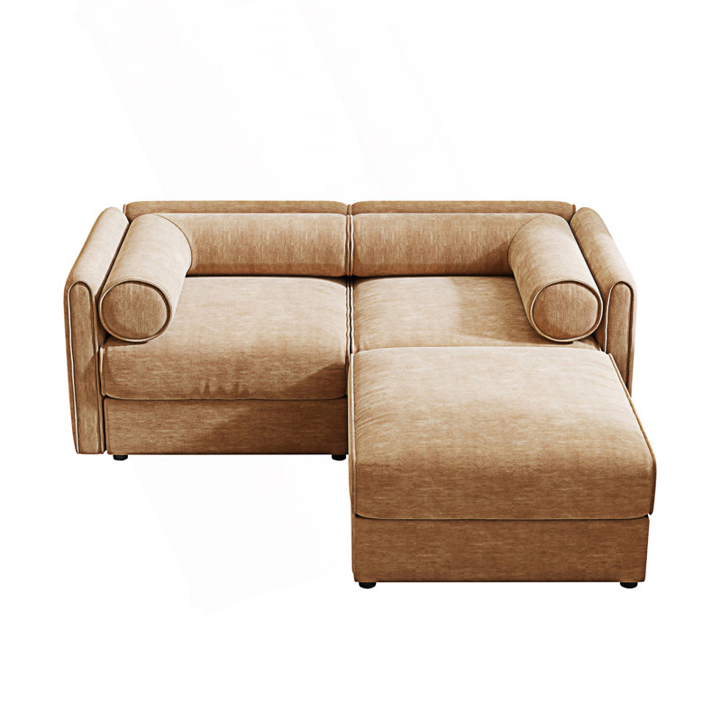 Élégant canapé avec repose-pieds et siège de rangement, H 27,9 po x l 75,5 po x P 37,4 po, 2
