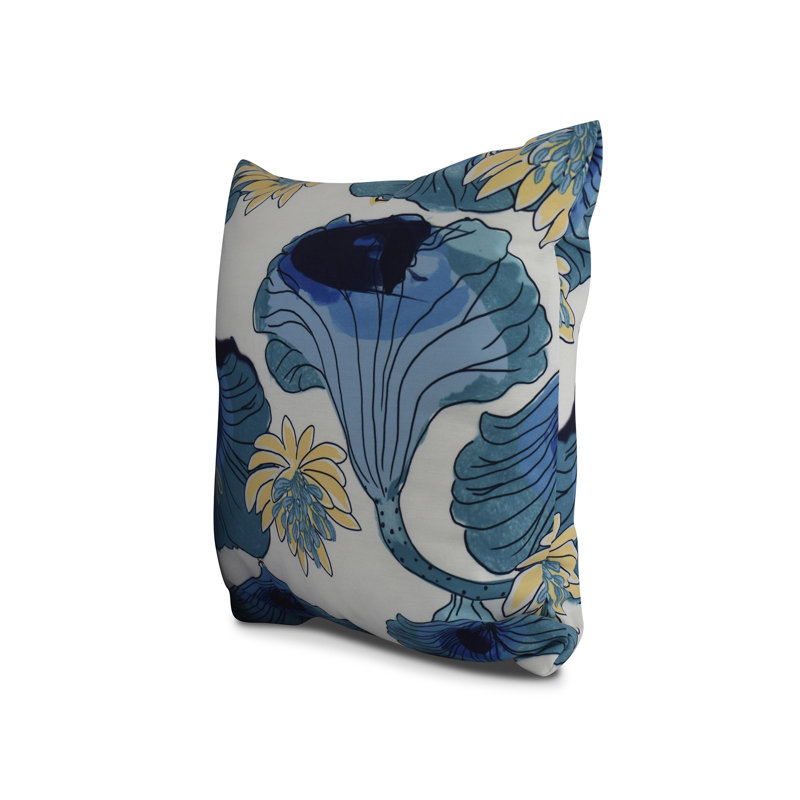 Cuban Flare Floral Reversible Throw Pillow, Teal, 26" x 26"
